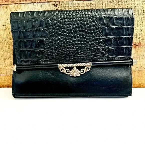 Brighton Alligator Embossed Leather Clutch/Organizer - Picture 1 of 13